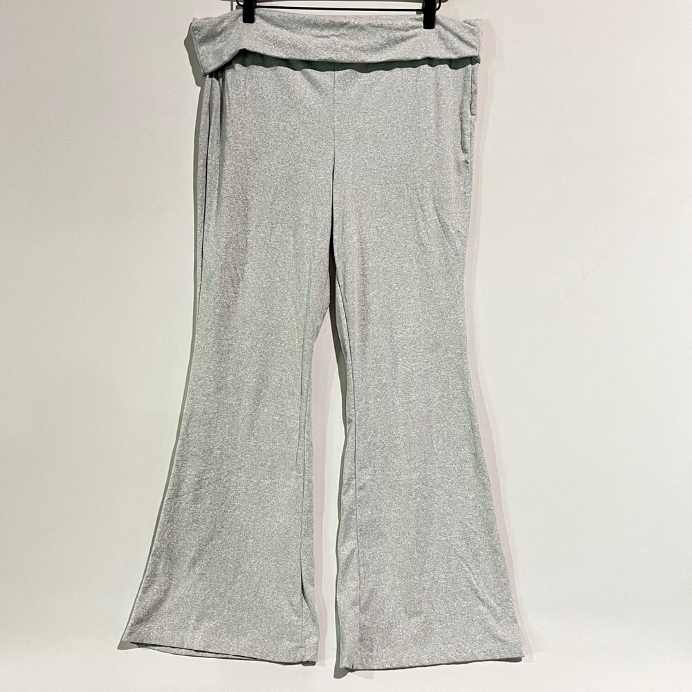 LA Glow Super Soft Gray Flared Leggings XL Grey High Rise Wide Leg Yoga Pants‎